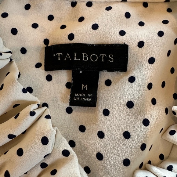 Talbots White and Black Polka Dot Blouse - Picture 2 of 5
